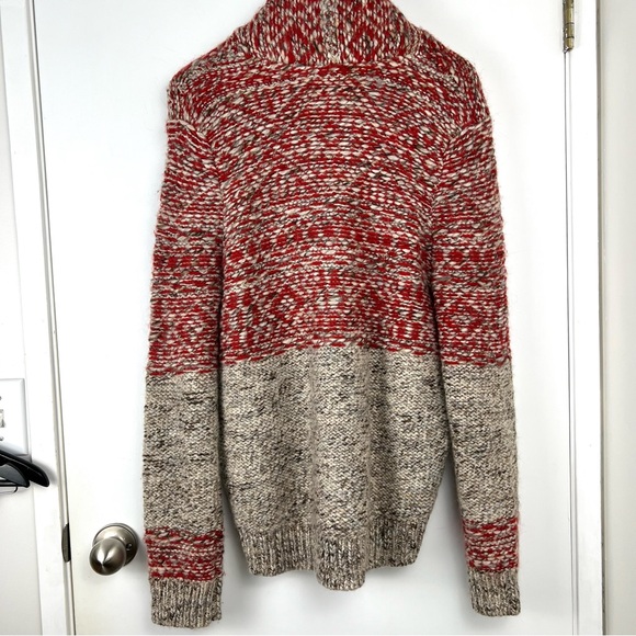 Aritzia Wilfred Free Nord Wool Alpaca Cardigan size L Red Gray Academia Cozy - Picture 4 of 9
